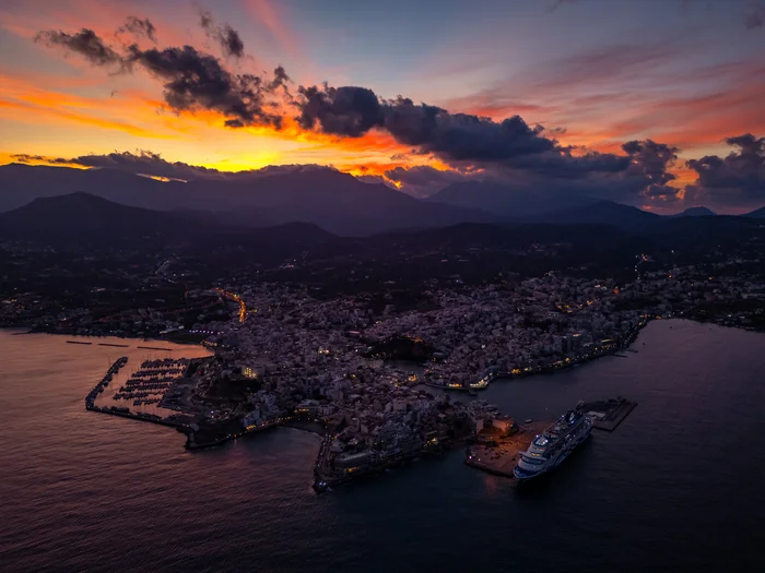 Sunset in Crete - My, Drone, The photo, Aerial photography, Crete, Greece