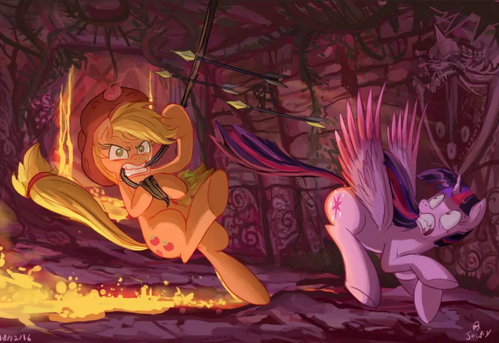 Навстречу приключениям - My Little Pony, PonyArt, Twilight sparkle, Applejack, Jowybean