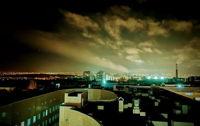 Favorite city - My, Night city, City lights, Sky, The photo, Landscape