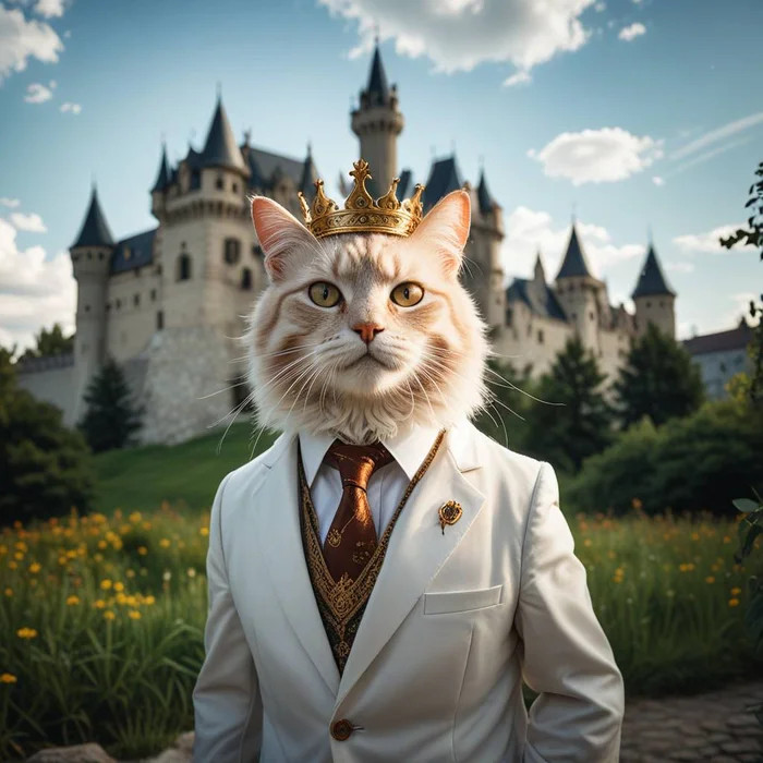 The Cat King - King, cat, Pet the cat, Neural network art