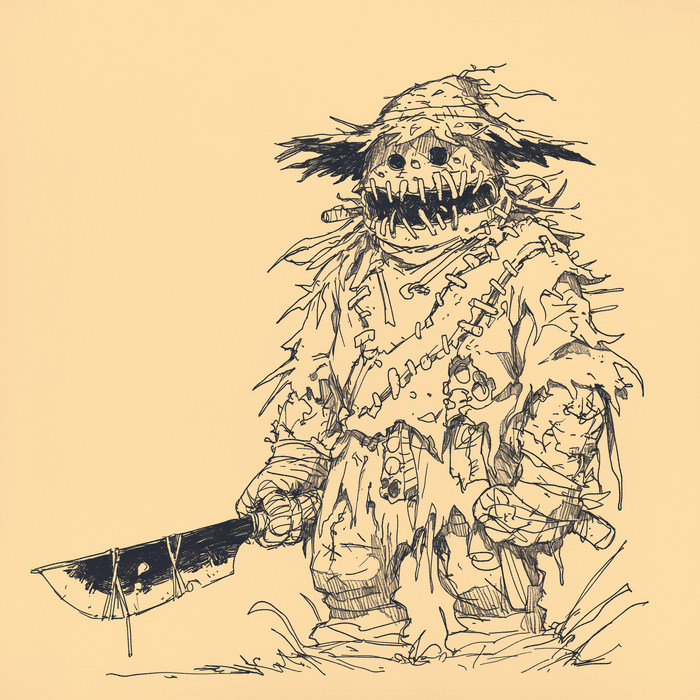 Inktober-2024.  25: Scarecrow  , Midjourney, Pinanoc, Inktober