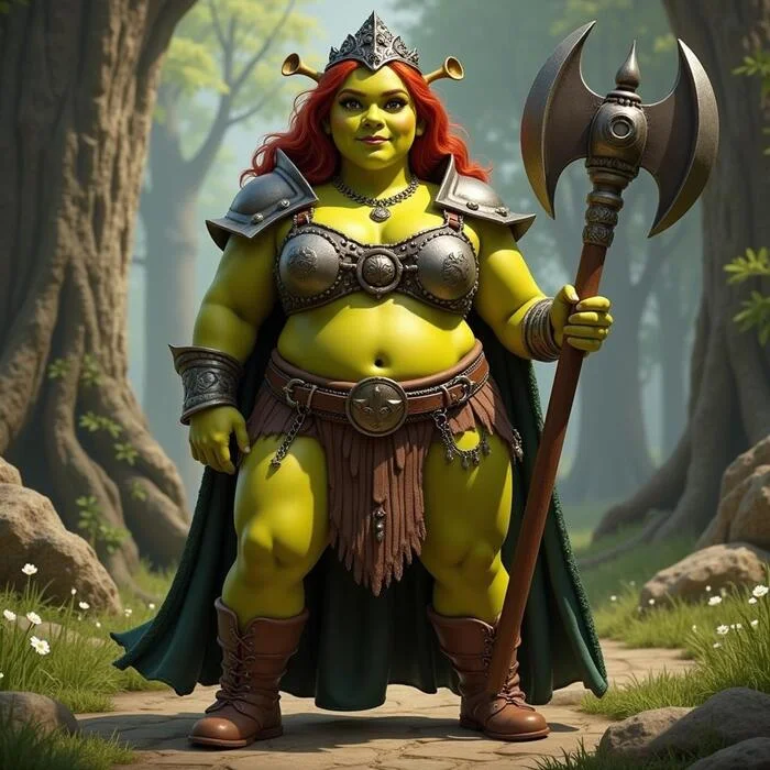 Fiona. Barbarian style - My, Neural network art, Pinanoc, Flux, Barbarian, Barbarian, Fiona, Ogres, Girls, Shrek