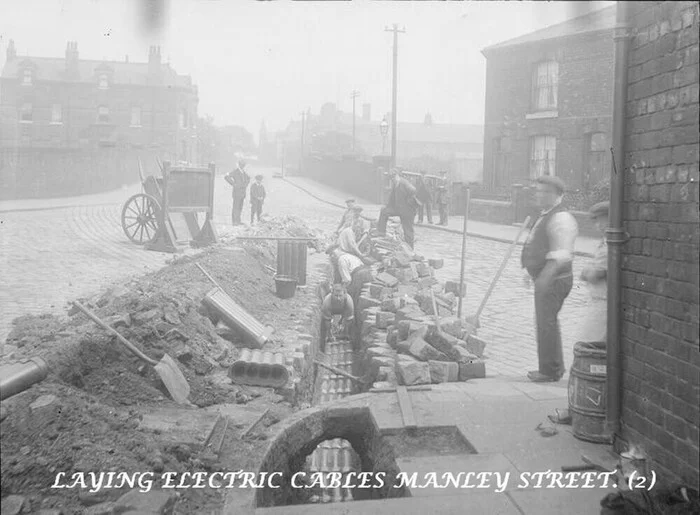 Cable routing in ceramics - Electricity, Electrician, Электрик, Engineer, Cable, Historical photo, England, Great Britain, Longpost, Ceramics, Black and white photo