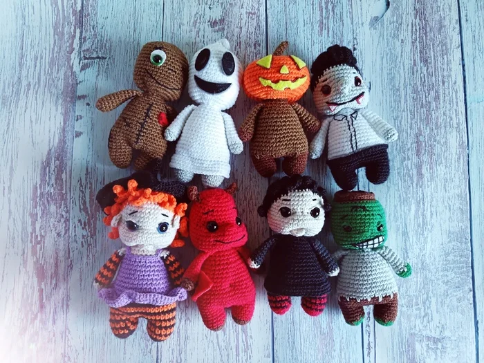 Scary cute - My, Needlework, Handmade, Crochet, Knitting, Knitted toys, Halloween, Mavis Dracula, Witches, Призрак, A voodoo doll