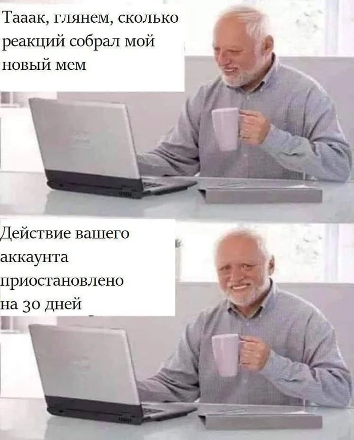 Когда решил прокомментировать пост с тегом Политика - Юмор, Гарольд скрывающий боль, Бан, Политика, Картинка с текстом, Мемы, Зашакалено