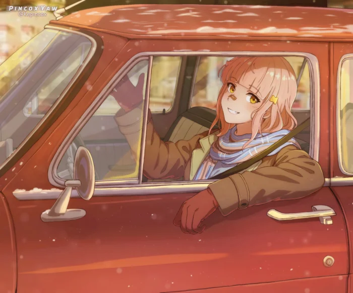 Let's go for a ride?) - Art, Anime, Gaz-21, Made in USSR, Domestic auto industry