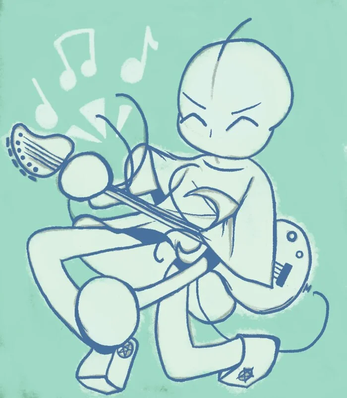 I don't know - My, Art, Guitar, Blue, Drawing, bald