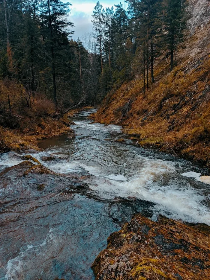 Салаирская тайга - Моё, Мобильная фотография, Вода, Салаир, Каньон, Тайга, Осень, Длиннопост