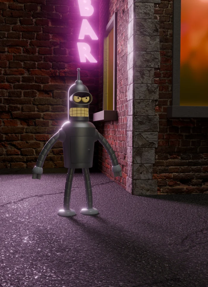 Bender в Blender - Моё, 3D моделирование, 3D графика, Графика, Хобби, Футурама, Мультфильмы, Персонажи