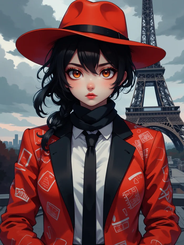 Neurotyanki #66 - My, Anime, Anime art, Neural network art, Flux, Original character, Нейронные сети, Stable diffusion, Girls, Eiffel Tower, Longpost