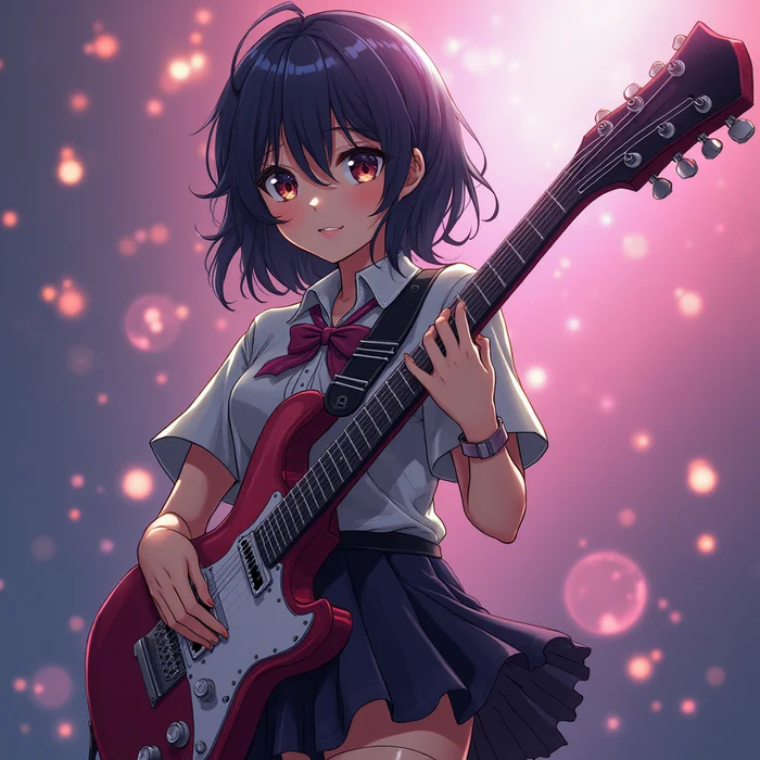 Anime - Anime, Guitar, Anime art, Girls, guitar player, Neural network art