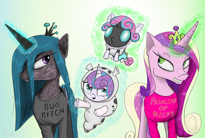   My Little Pony, Queen Chrysalis, Changeling, Princess Cadance, Flurry Heart