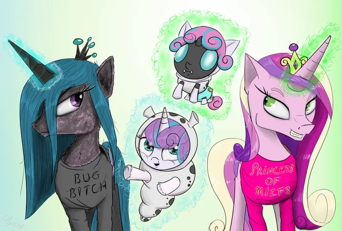 Pair suits - My little pony, Queen chrysalis, Changeling, Princess cadance, Flurry heart