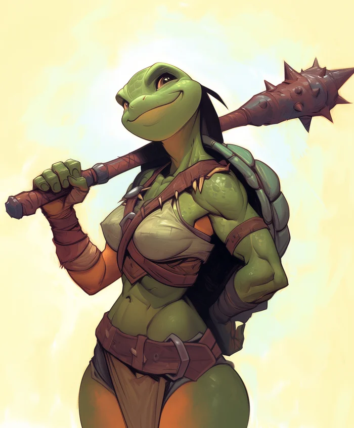 Varvara-tortle - My, Neural network art, Midjourney, Pinanoc, Barbarian, Barbarian, Barbara, Girls, Dungeons & dragons