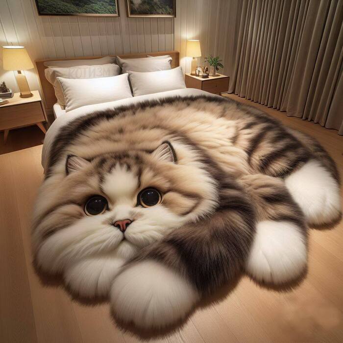 The perfect bed does not exist... - cat, Fluffy, Humor, Funny animals, Нейронные сети, Neural network art, Pet the cat, Fat cats, Longpost