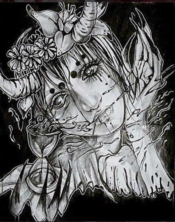 Old drawings) now I draw much.... worse))) - My, Girls, Girl with tattoo, Creative people, Creation, Artist, Abstraction, Abstractionism, Gothic, Longpost