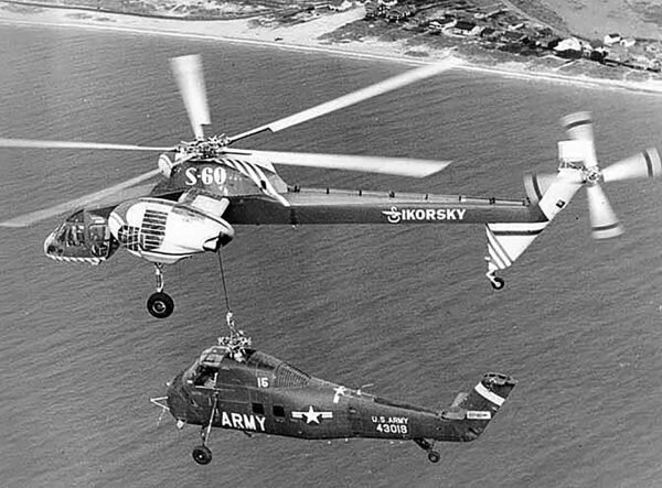 Sikorsky S-60 SKYCRANE flying crane - Aviation history, Aviation, Helicopter, Flight, The first flight, civil Aviation, Pilot, Sikorski, Helicopter pilots, USA, Hoisting crane, Constructor, Longpost