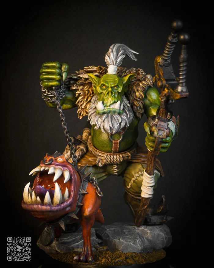 Hunter with a Squig - My, Warhammer 40k, Painting miniatures, 3D печать, 3D printer, Orcs, Wh miniatures, Miniature, Longpost