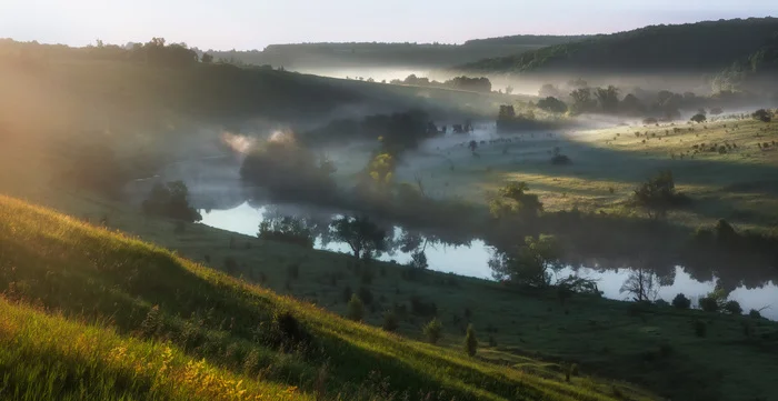 Foggy morning - My, The photo, dawn, River, Russia, Tula region, Fog