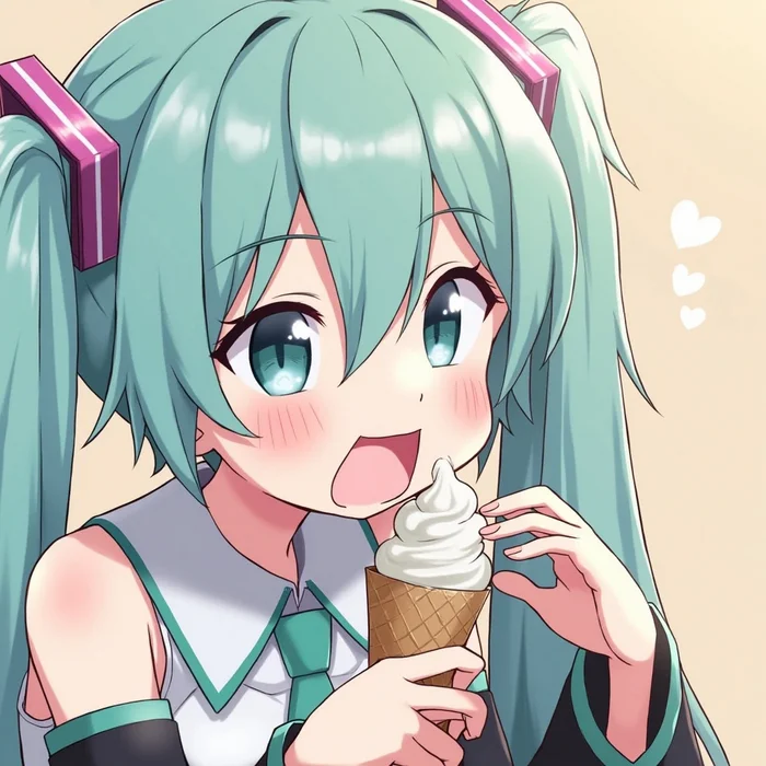 Anime (Hatsune Miku) - Anime, Anime art, Neural network art, Girls, Hatsune Miku, Нейронные сети, Art, Ice cream