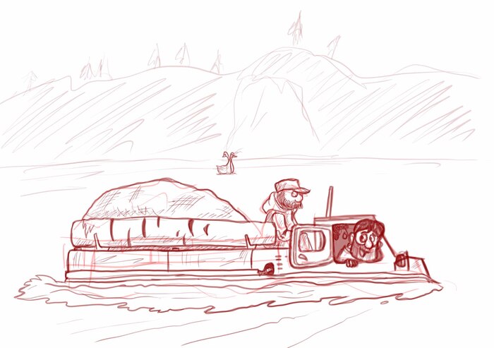 Так мы и плыли по озеру. Фотографий с того переезда у меня не сохранилось, поскольку снимал на цветную плёнку с чувствительностью в 16 ед. То ли света ей не хватило, то ли я при проявке нахимичил, только практически вся плёнка оказалась "запоротой".