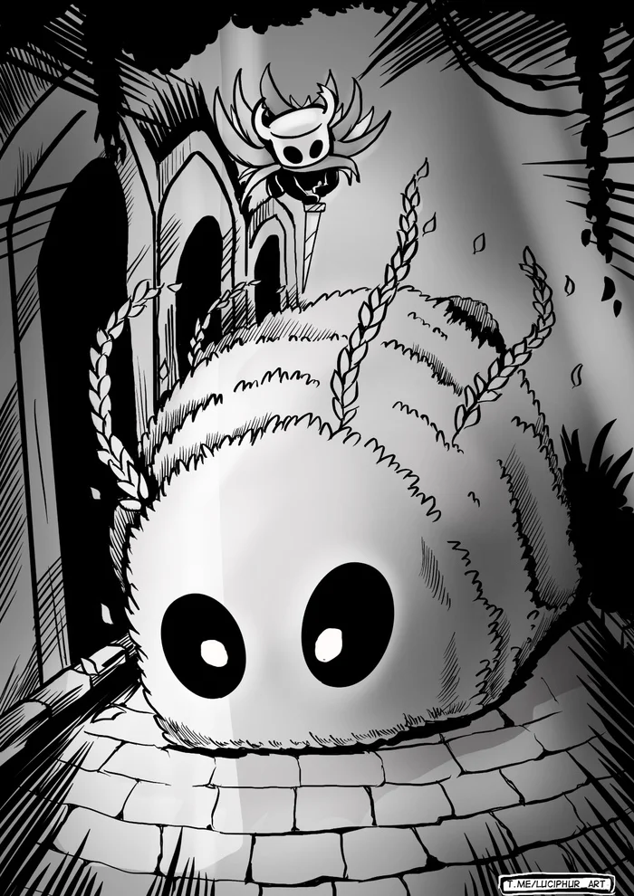 Фанарт Hollow Knight - Massive Moss Charger - Моё, Procreate, Персонажи, Иллюстрации, Рисунок, Арт, Inktober, Hollow Knight, Жуки, Иллюстратор, 2D, Game Art