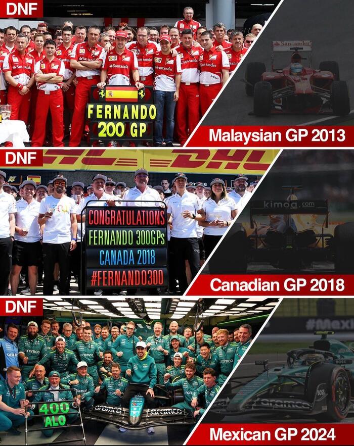 200, 300 and 400 - all gatherings - Formula 1, Fernando Alonso, Автоспорт, Race, Gathering, Anniversary, 2013, 2018, 2024