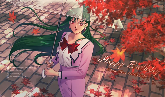 С Днём рождения, Сэцуна! - Sailor Moon, Sailor Pluto, Аниме, Anime Art, Длиннопост