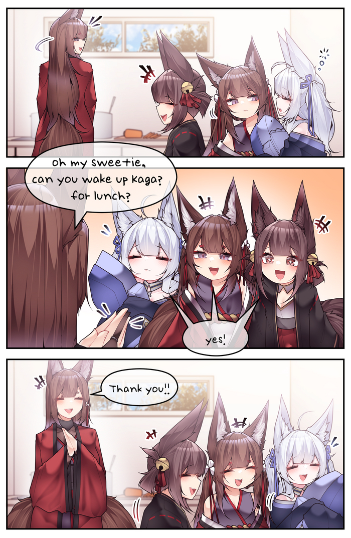 ,  ,    ? Samip, , , Anime Art, Azur Lane, Animal Ears, , , Amagi, Akagi, , Kaga