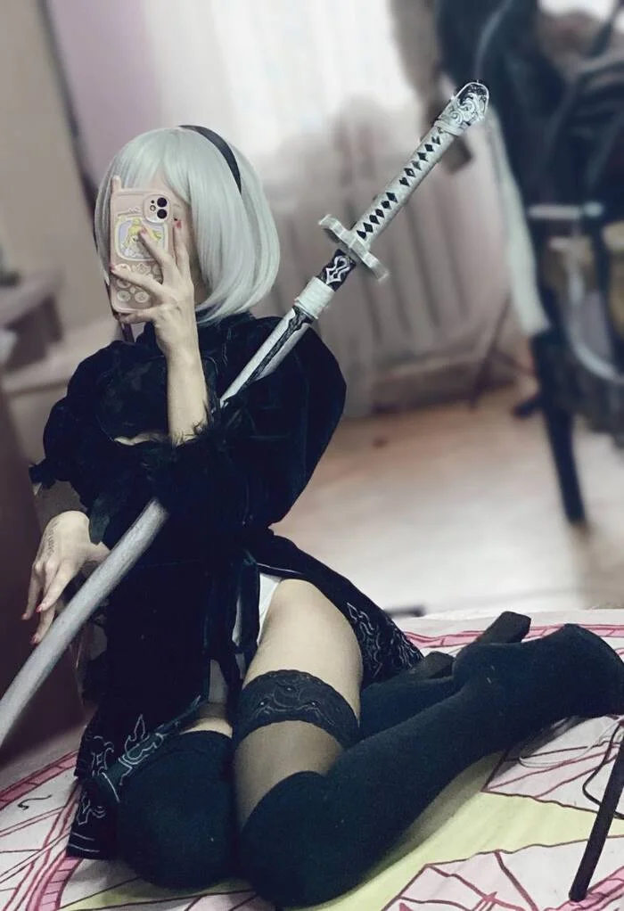 Homemade cosplay on tube - My, NIER, NIER Automata, Yorha unit No 2 type B, Cosplay, Game art, Cosplayers, Boobs, Girls, Katana, Anime, Figure, Pascal (Nier Automata), Automata, Longpost