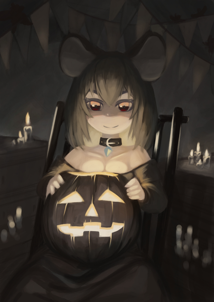 Nazrin Halloween Touhou, Nazrin, Animal Ears, Anime Art, Game Art, , , 