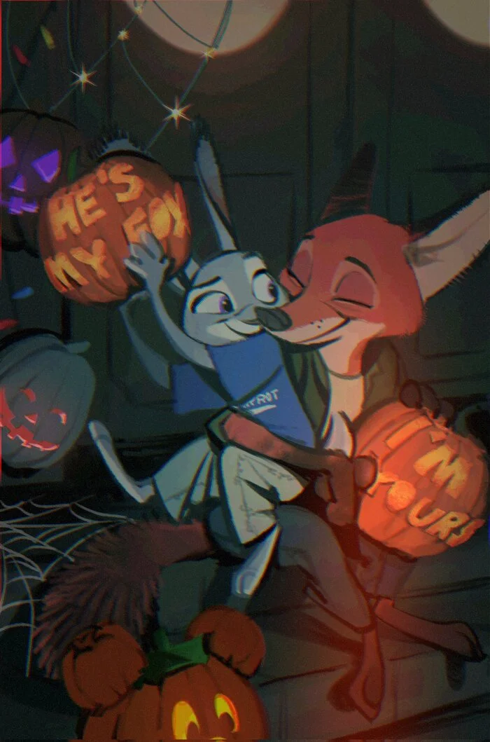 Halloween - Zootopia, Carrot_berry217, Nick wilde, Judy hopps, Nick and Judy, Halloween, Pumpkin