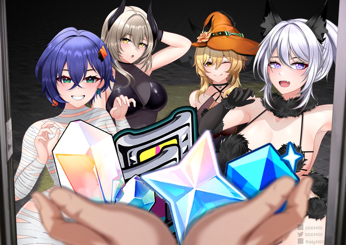    , Anime Art, Belle (zzz), Stelle (Honkai: Star Rail), Lumine (Genshin Impact), Kiana Kaslana, Zenless Zone Zero, Honkai: Star Rail, Genshin Impact, 