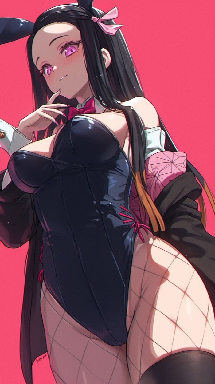 Nezuko Kamado , Anime Art, Kimetsu No Yaiba, Nezuko Kamado, Bunnysuit, Bunny Ears