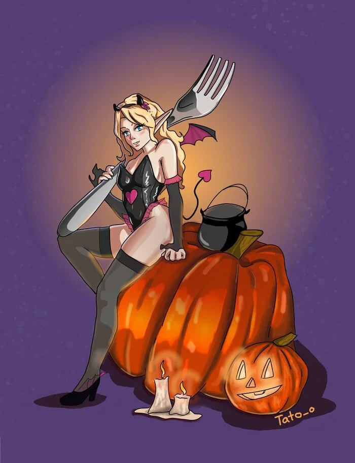 Trick or treat? - My, Tabletop role-playing games, Dungeons & dragons, Characters (edit), Digital, Art, Dnd 5, Your DnD stories, Elves, 2D, Role-playing games, Original character, Anime, Anime art