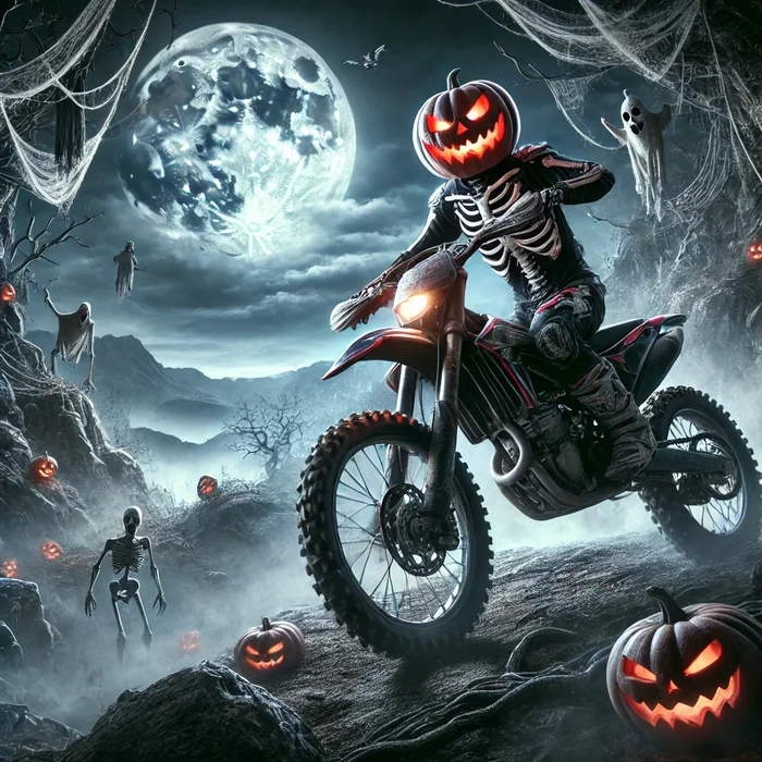 Enduro Halloween)) - Моё, Эндуро, Мото, Мотоциклисты, Хэллоуин, Арты нейросетей