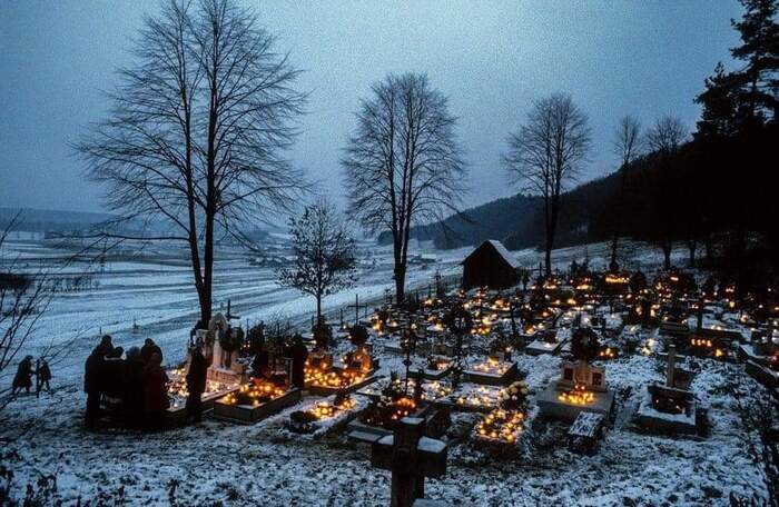 All Saints Day - Poland, Old photo, Cemetery