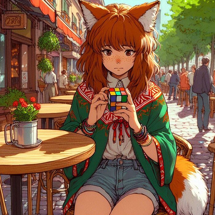   ,  , , , , Anime Art, , Animal Ears,  , Ginger & White, Original Character, 