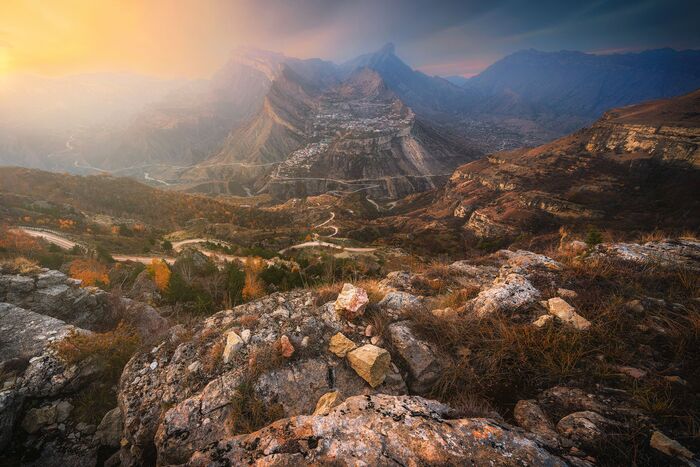 Gunib at sunset - My, The photo, Travels, Dagestan, Gunib