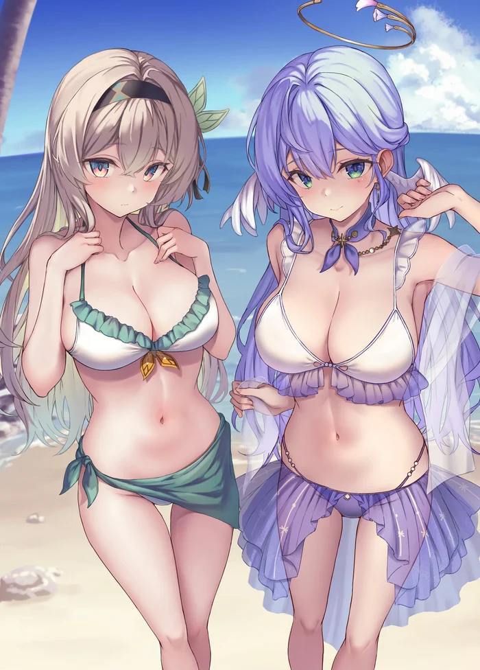 Beach - Anime art, Honkai: Star Rail, Firefly (Honkai: Star Rail), Robin (Honkai: Star Rail), Swimsuit, Beach