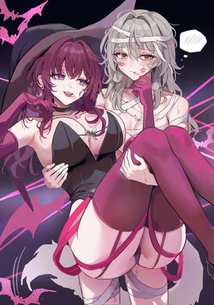 The Witch and the Mummy - Anime art, Honkai: Star Rail, Kafka (Honkai: Star Rail), Stelle (Honkai: Star Rail), Halloween, Yuri, Friend