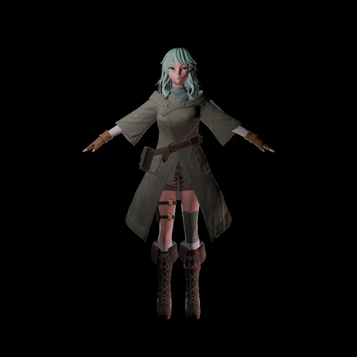 Finished (I hope I finished -_-) the girl for the game - 3D modeling, Blender, Characters (edit), Longpost