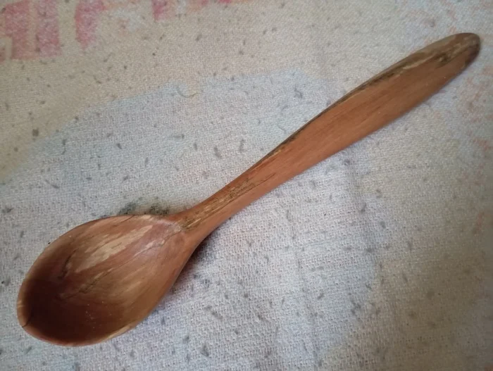 Birch crooked spoon - My, Tree, Woodworking, Wood products, A spoon, Longpost