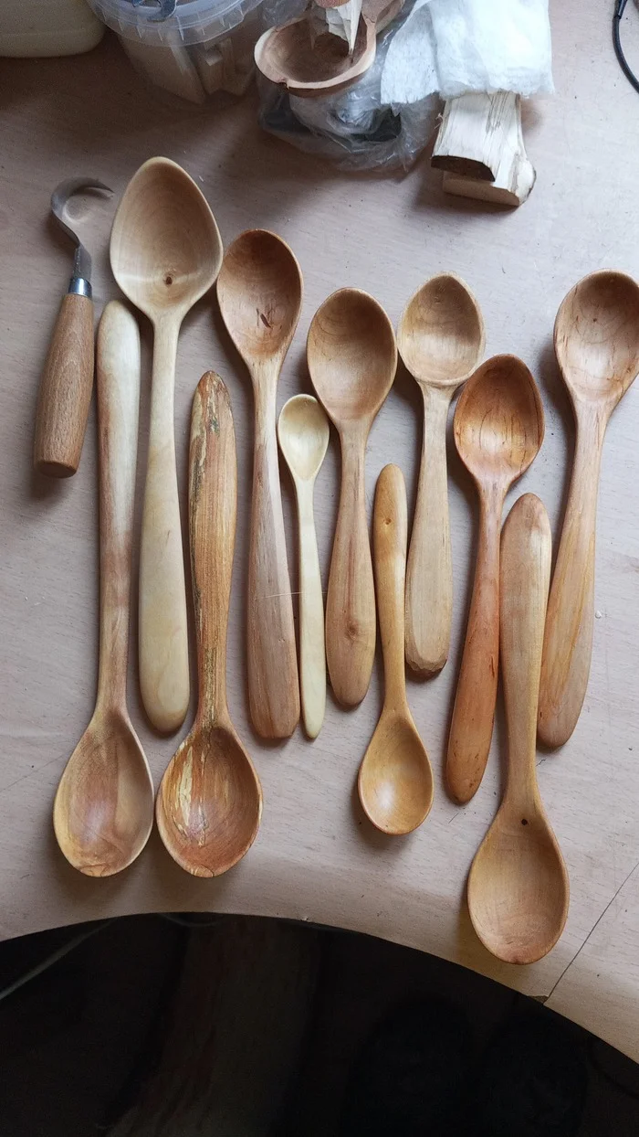 A little crooked... - My, Tree, Wood products, A spoon, Woodworking