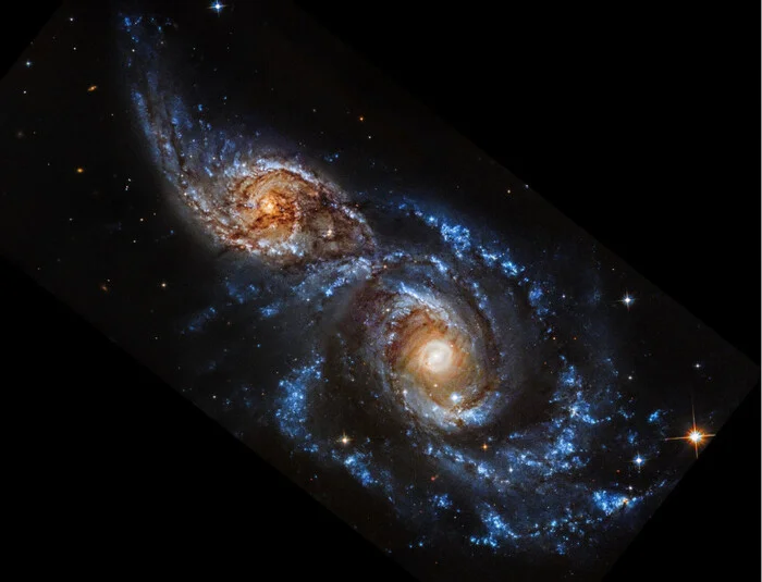 Interacting galaxies IC 2163 and NGC 2207 - Astronomy, Space, Galaxy, Esa, James Webb Telescope, Universe, Astrophysics, Longpost