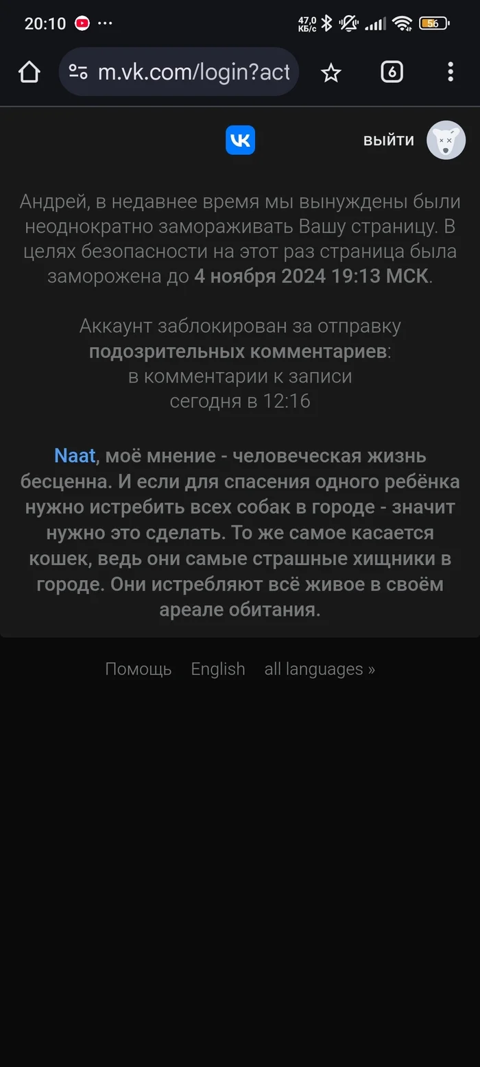 VKONTAKTE administration are sick misanthropes - My, Radical animal protection, In contact with, Stray dogs, Dog attack, Longpost