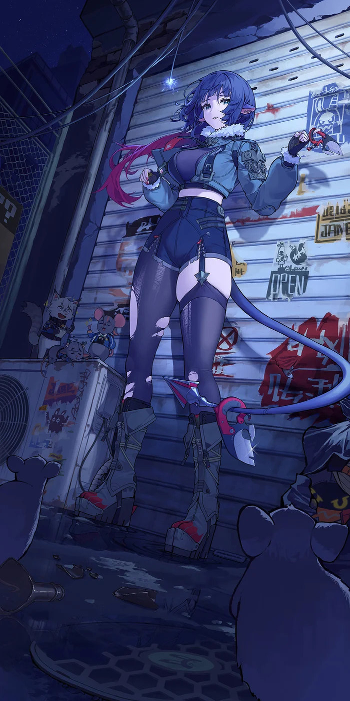 Life of mice - Anime art, Anime, Girls, Games, Zenless Zone Zero, Jane Doe (zzz), Animal ears, Shorts, Art, Mouse