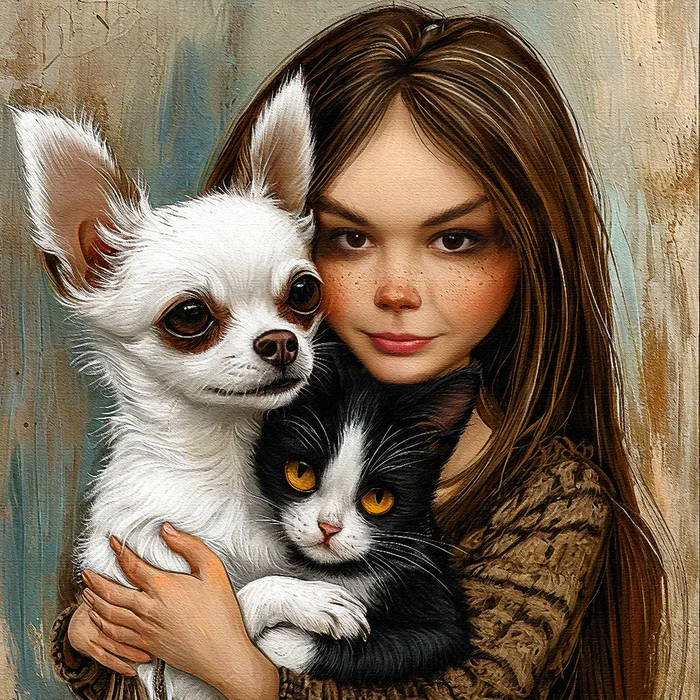 Happy day! - My, Humor, Olz777, Nostrils, Girls, Photoshop, Holidays, National Unity Day, Masterpiece (Yandex), cat, Chihuahua