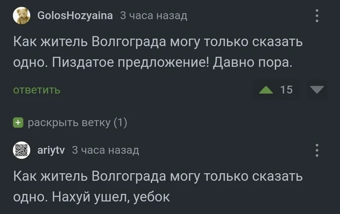 Ответ на пост «Мизулина заявила, что Волгоград надо переименовать в Сталинград» - Моё, Волгоград, Политика, Сталинград, Текст, Telegram (ссылка), Мат, Екатерина Мизулина, Ответ на пост