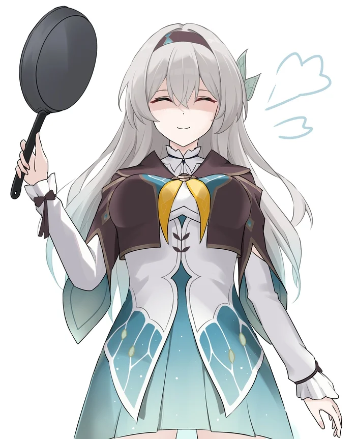 Frying pan - weapon of the gods - Anime, Anime art, Firefly (Honkai: Star Rail), Honkai: Star Rail, Pan